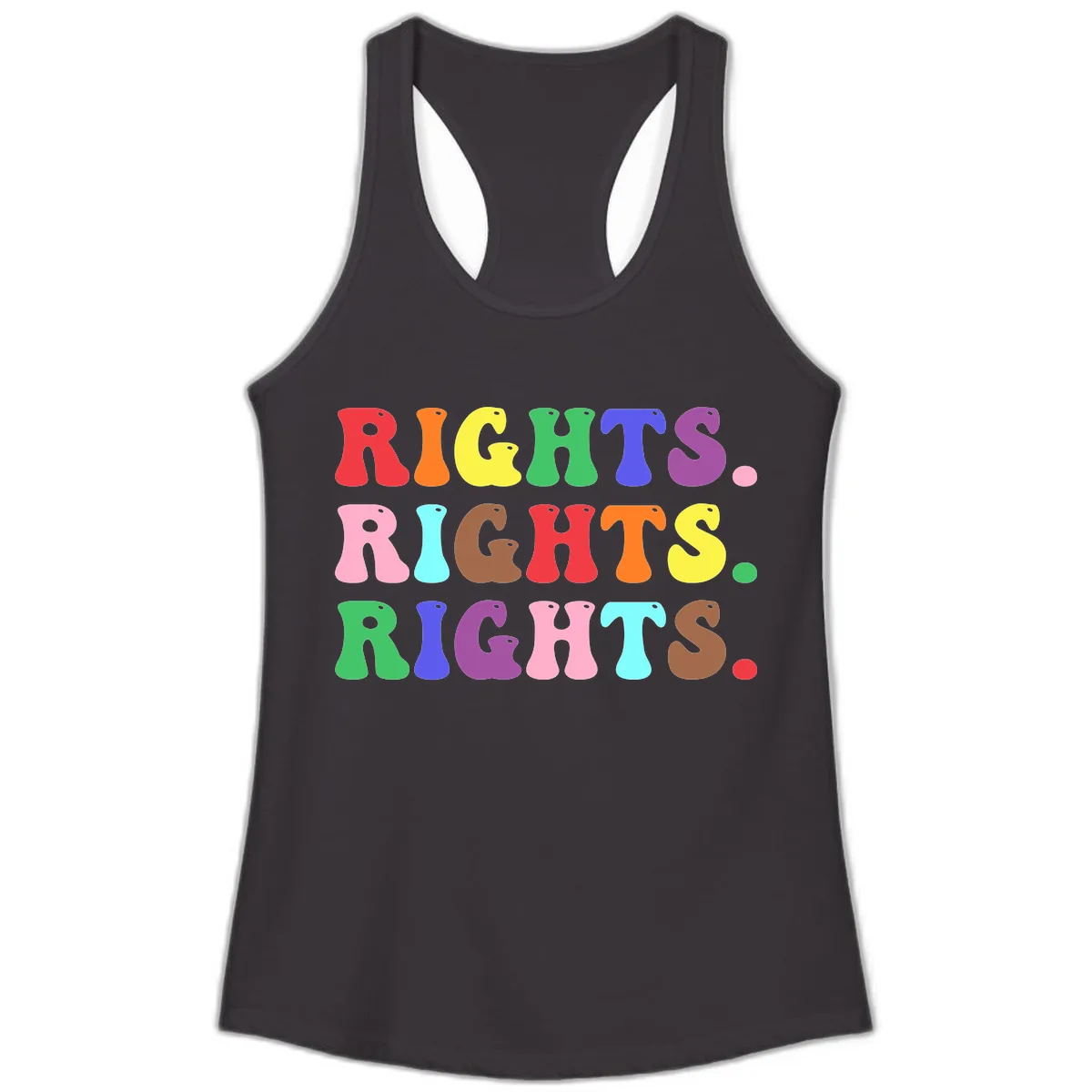 Rights Rainbow Pride Letters Ladies Tank in Black
