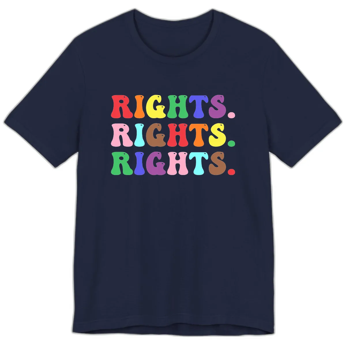 Rights Rainbow Pride Letters Premium T-Shirt in Navy