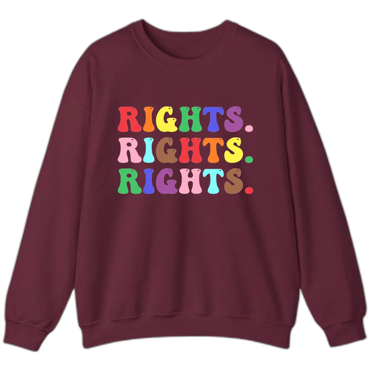 Rights Rainbow Pride Letters Sweatshirt in Maroon
