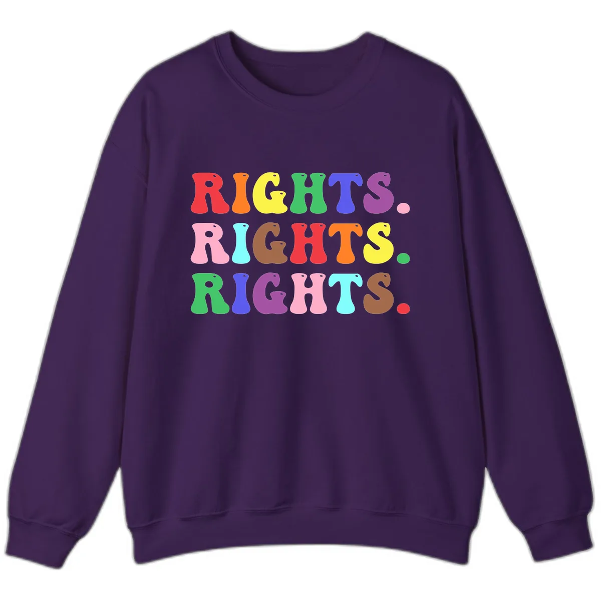 Rights Rainbow Pride Letters Sweatshirt in Purple
