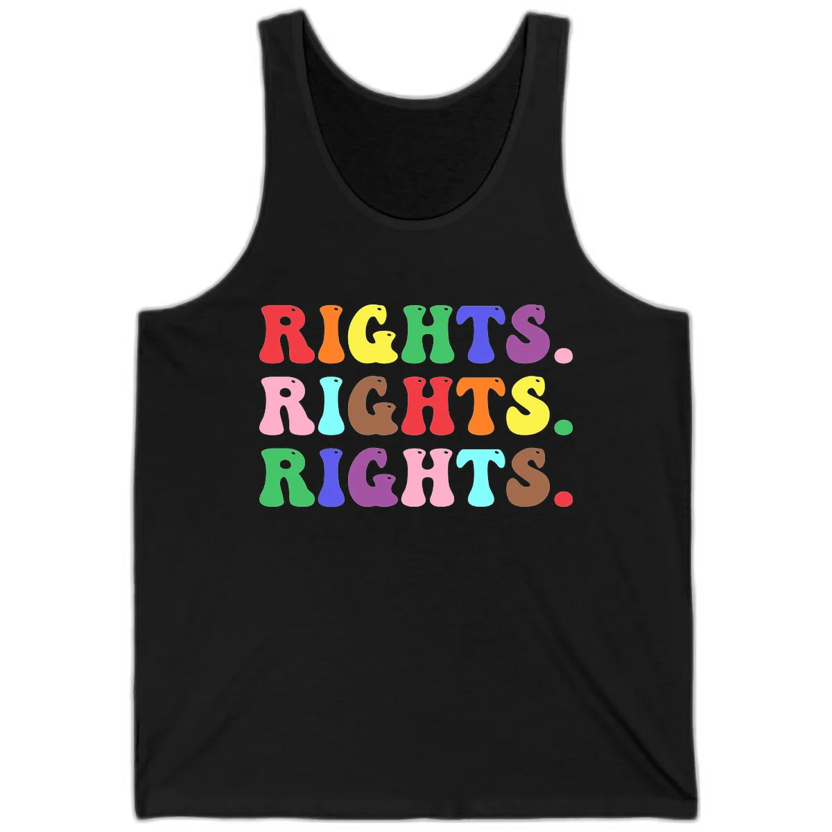 Rights Rainbow Pride Letters Tank in Black