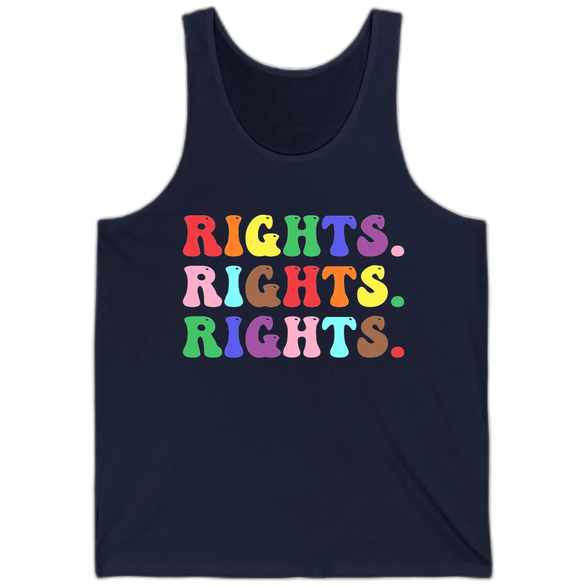 Rights Rainbow Pride Letters Tank in Navy