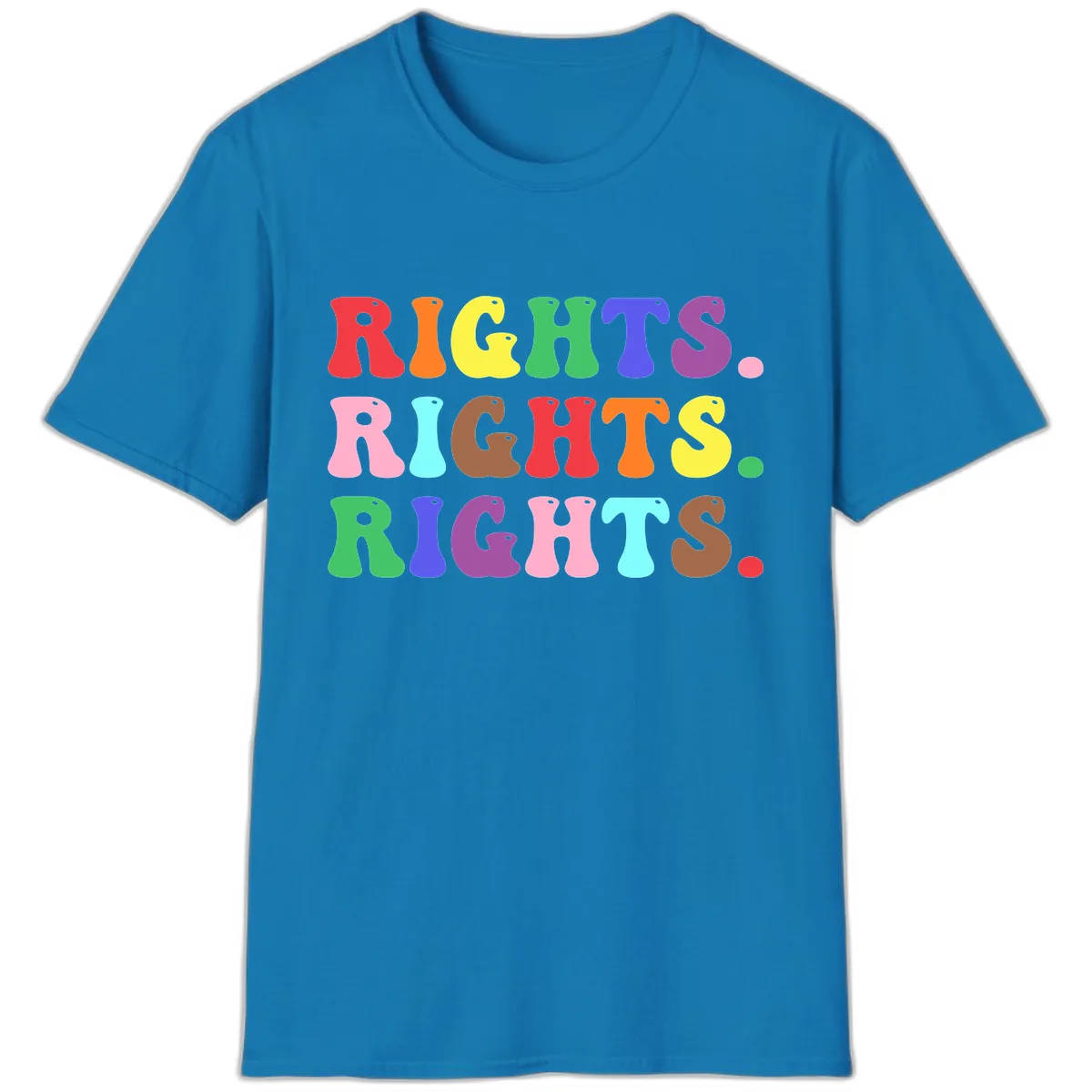 Rights Rainbow Pride Letters T-Shirt in Sapphire