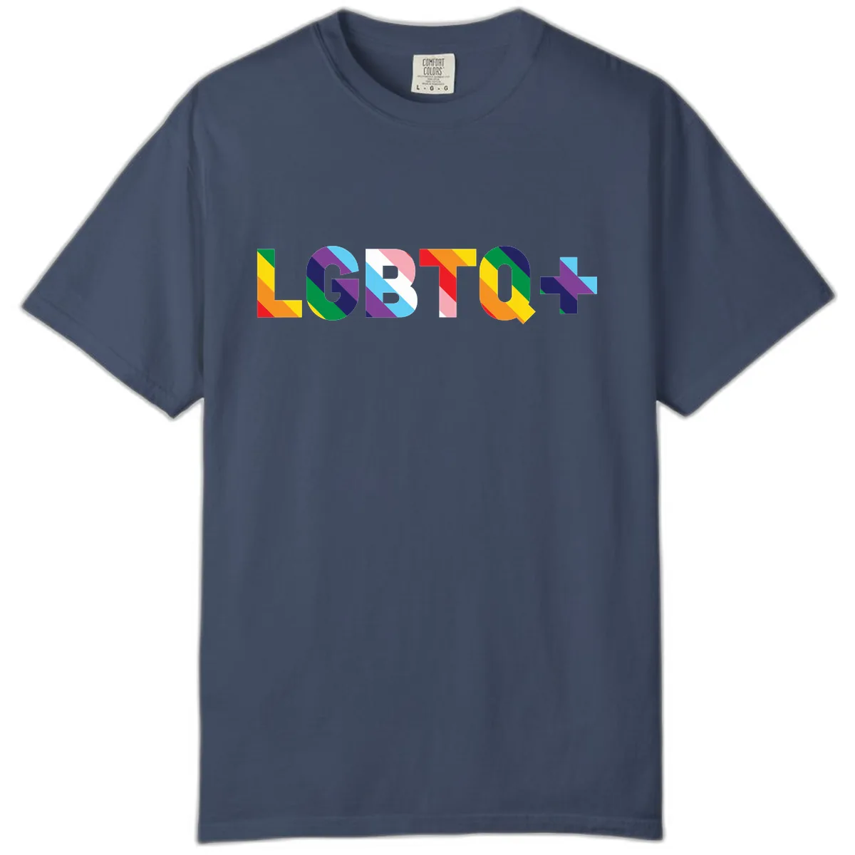 LGBTQ+ Pride Letters Colorful Design Comfort Color in Midnight