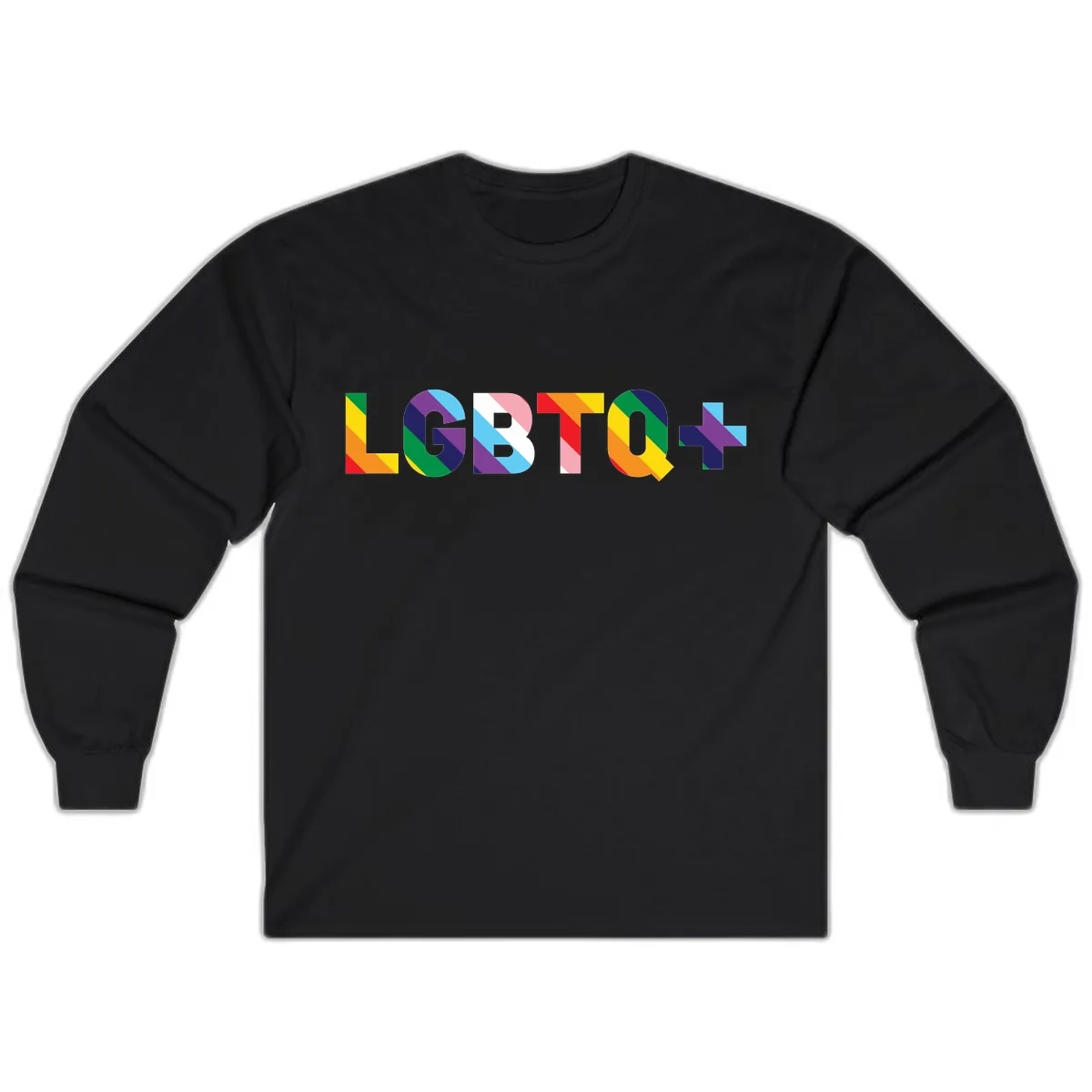 LGBTQ+ Pride Letters Colorful Design Long Sleeve in Black