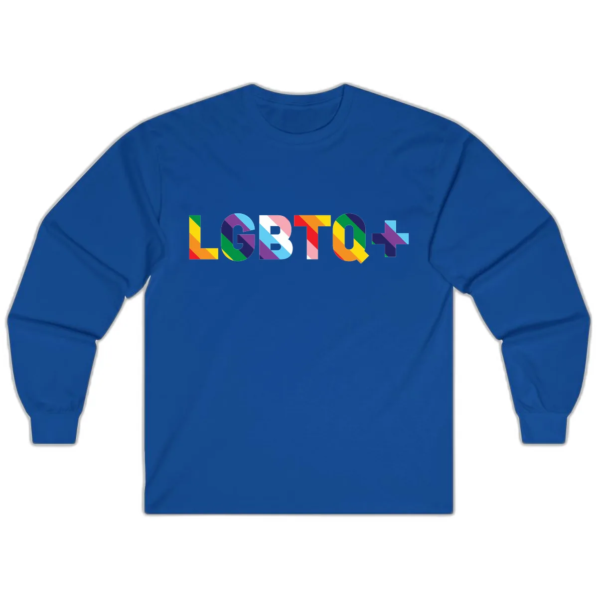 LGBTQ+ Pride Letters Colorful Design Long Sleeve in Royal
