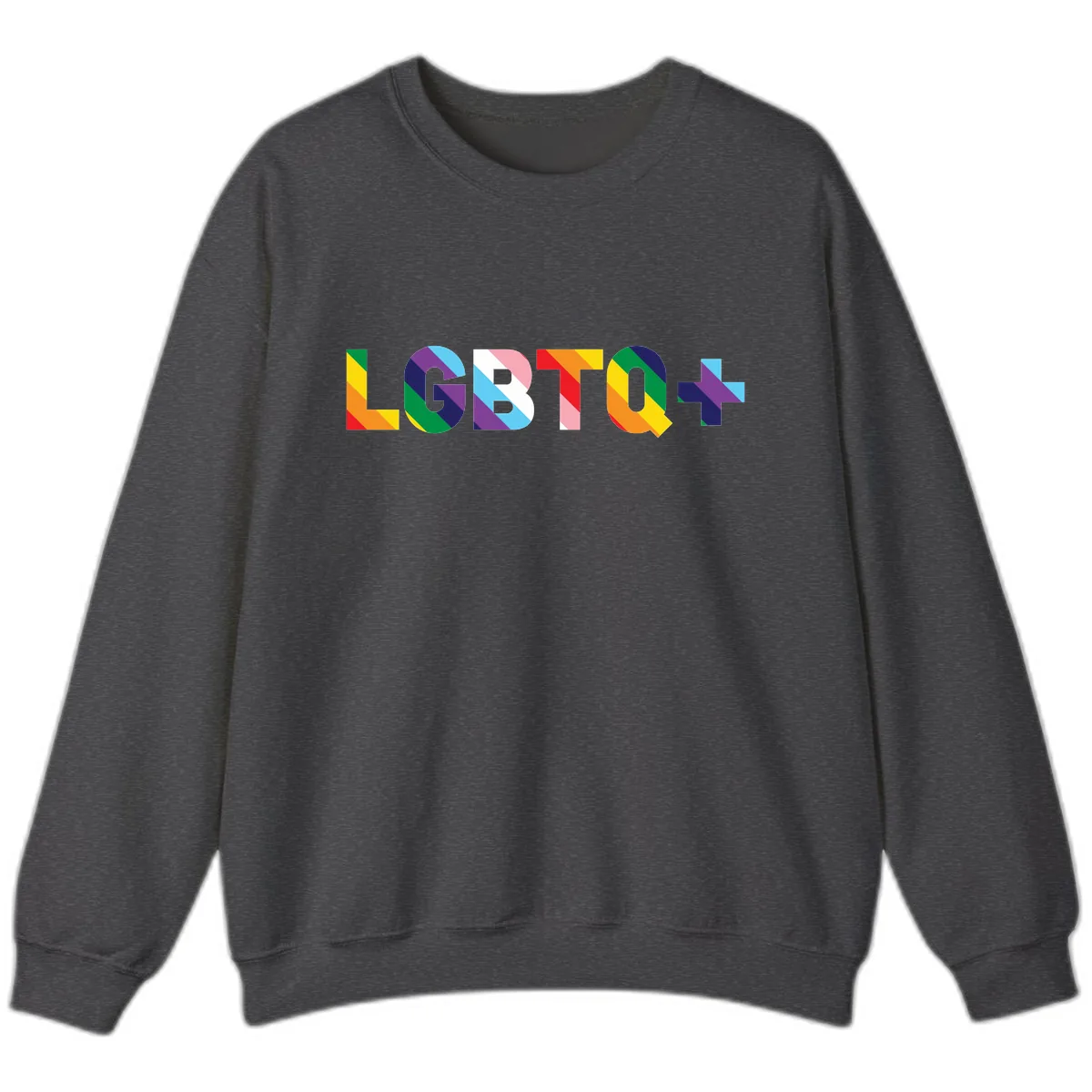 LGBTQ+ Pride Letters Colorful Design Sweatshirt in Dark Heather