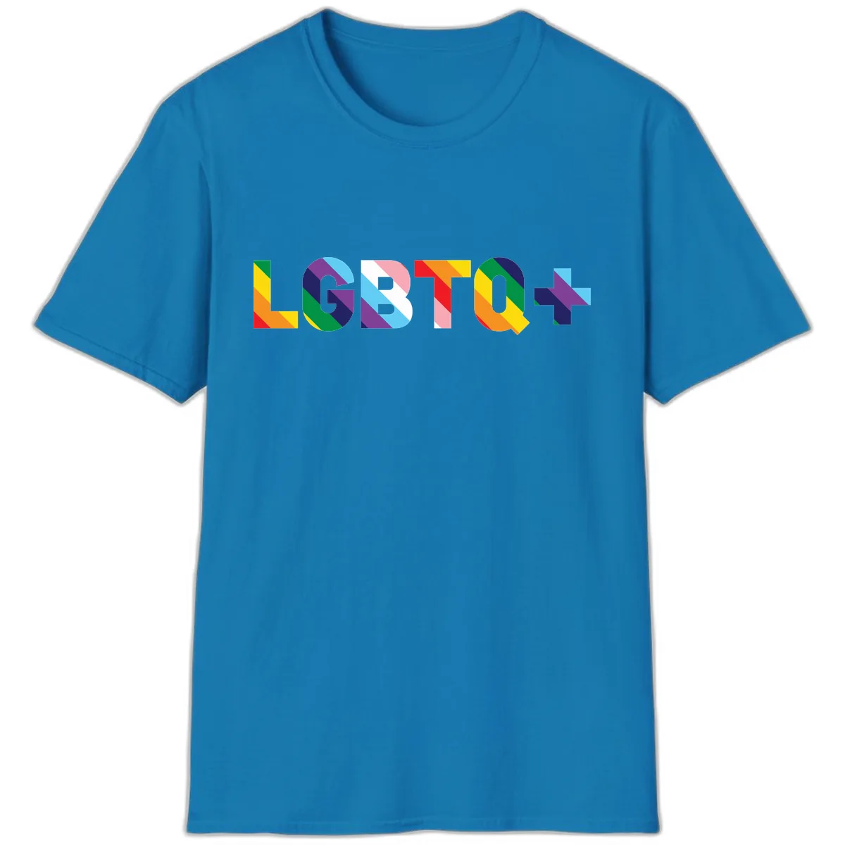 LGBTQ+ Pride Letters Colorful Design T-Shirt in Sapphire