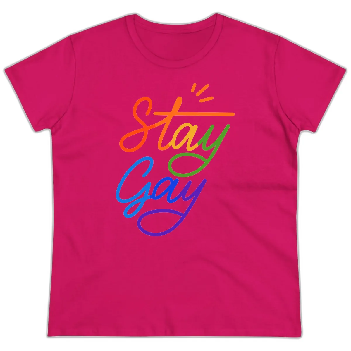 Stay Gay Ladies Tee in Heliconia