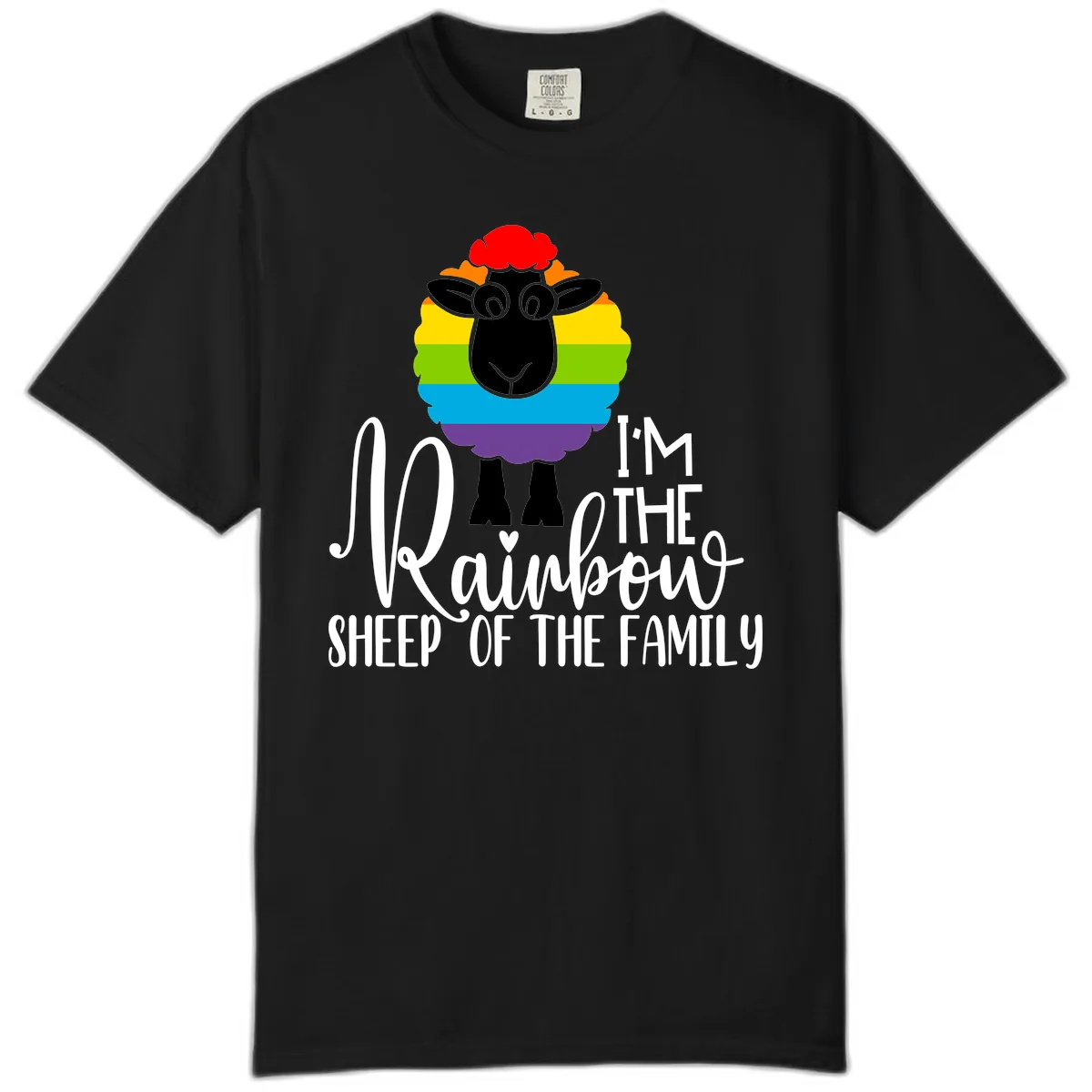 Rainbow Sheep Of The Family Comfort Color in Black