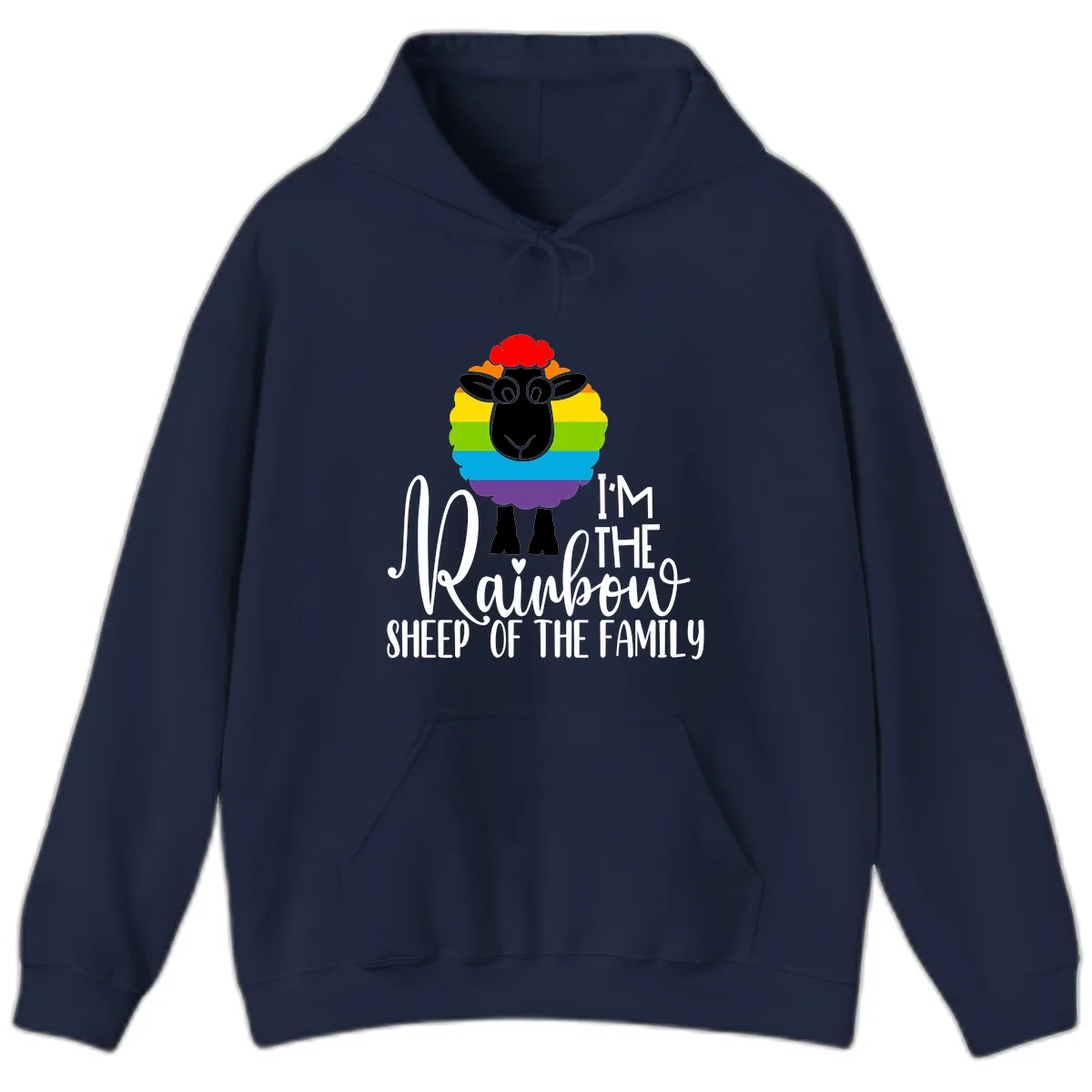 Rainbow Sheep Of The Family Hoodie in Navy