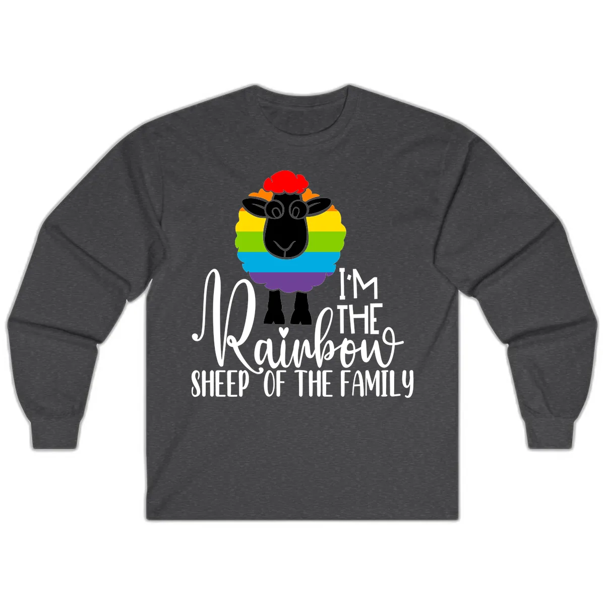 Rainbow Sheep Of The Family Long Sleeve in Dark Heather