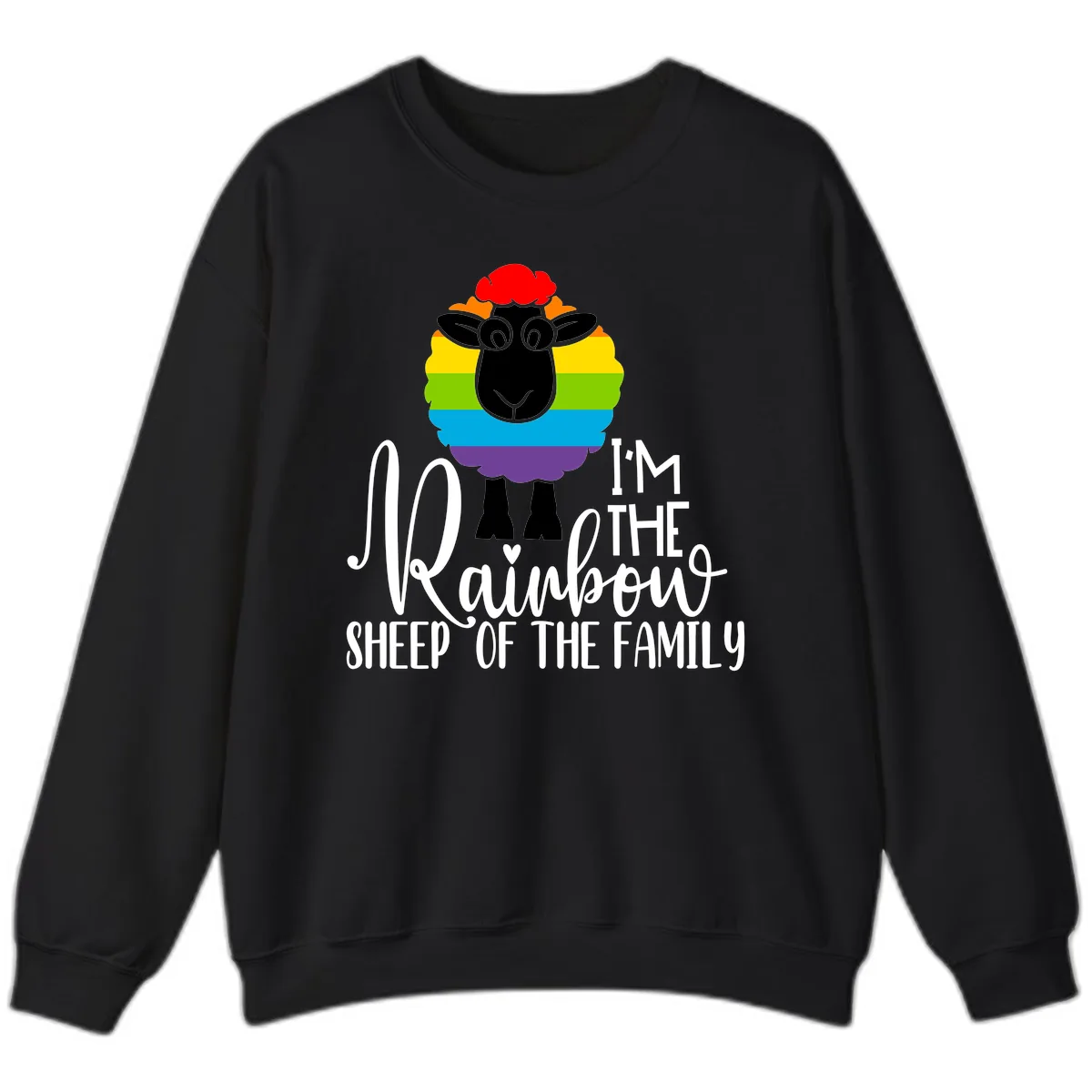 Rainbow Sheep Of The Family Sweatshirt in Black