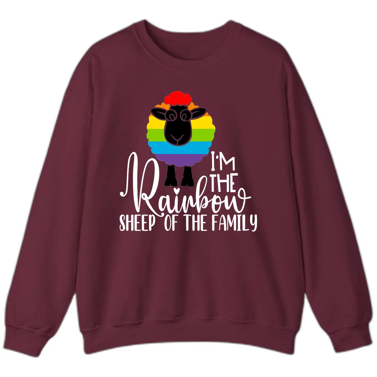 Rainbow Sheep Of The Family Sweatshirt in Maroon