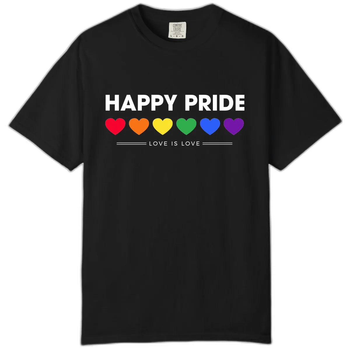 Happy Pride Love Is Love Comfort Color in Black