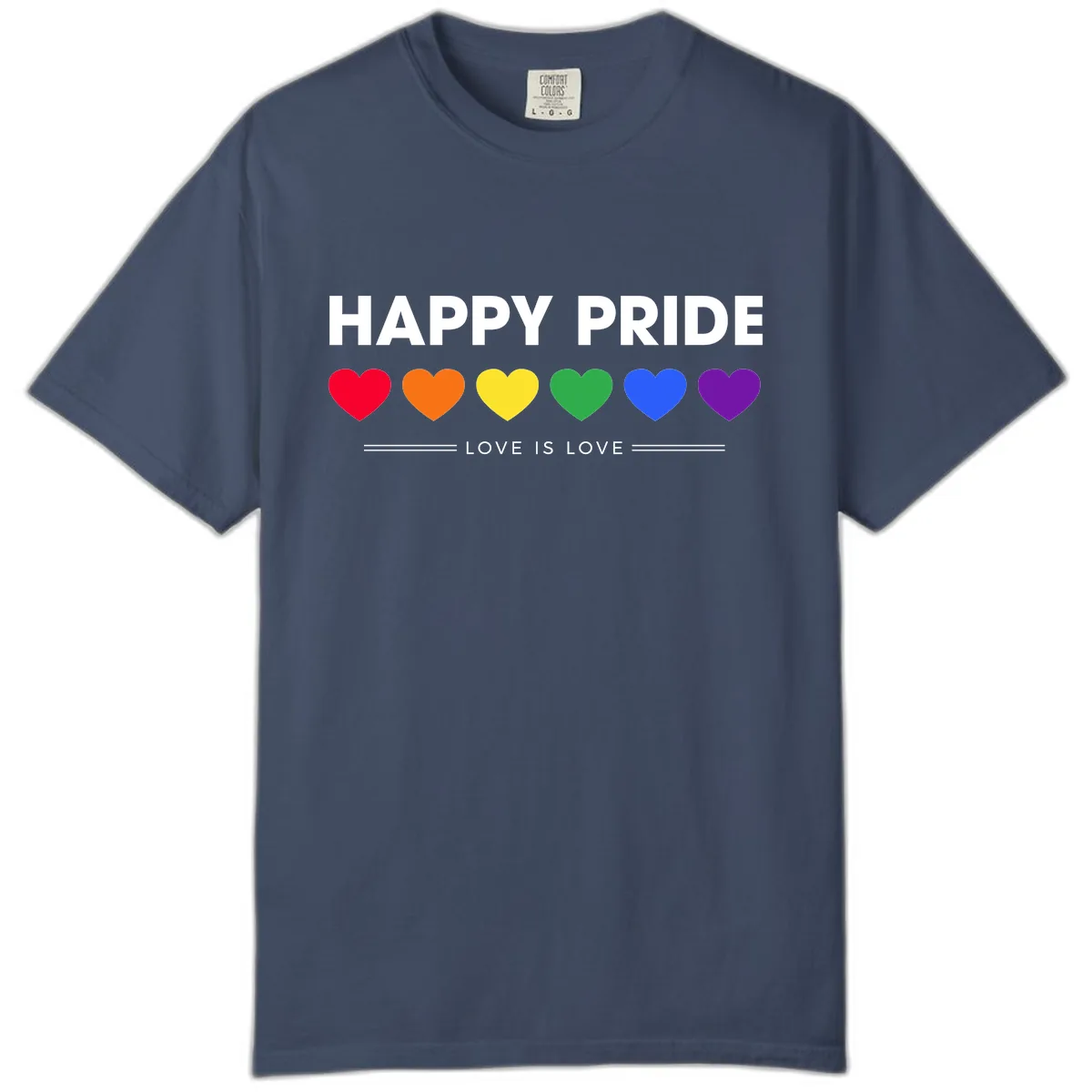 Happy Pride Love Is Love Comfort Color in Midnight