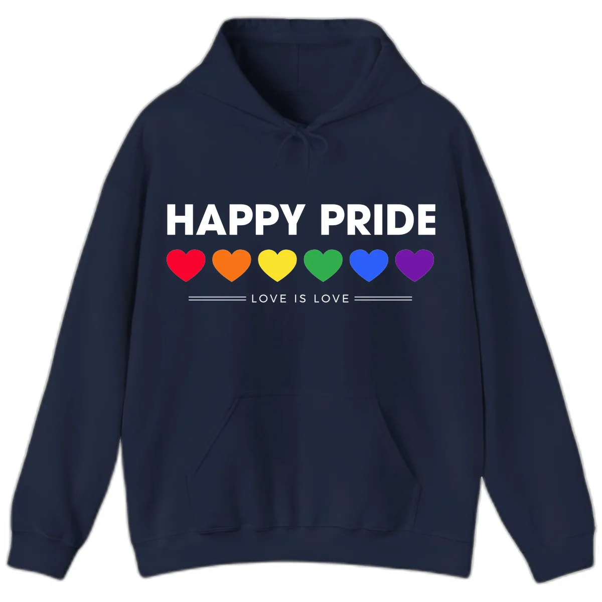 Happy Pride Love Is Love Hoodie in Navy