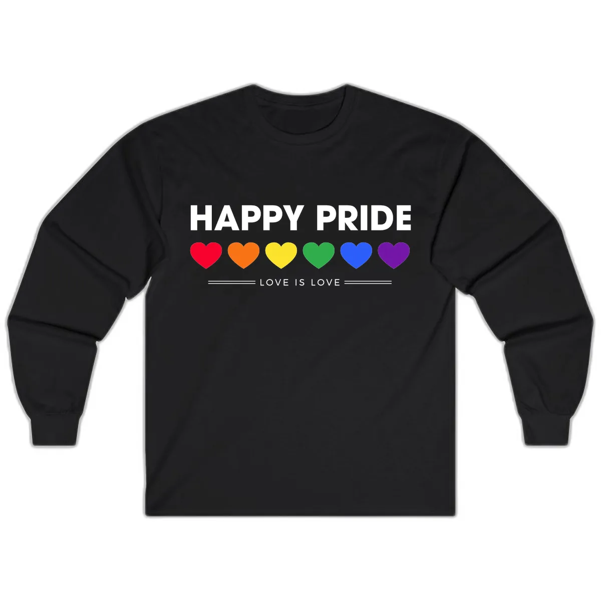 Happy Pride Love Is Love Long Sleeve in Black