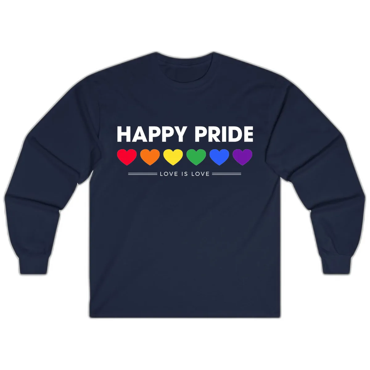 Happy Pride Love Is Love Long Sleeve in Navy