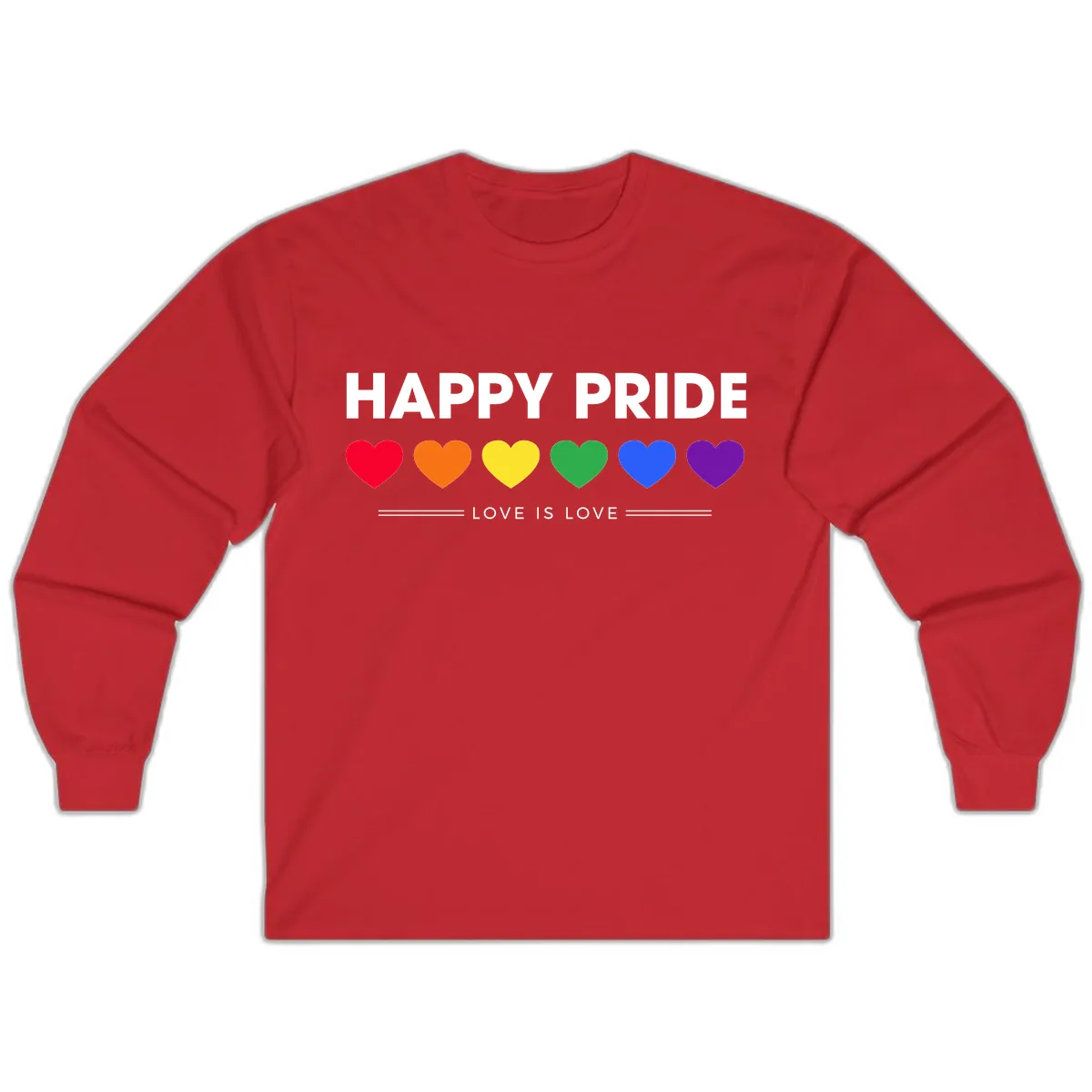 Happy Pride Love Is Love Long Sleeve in Red