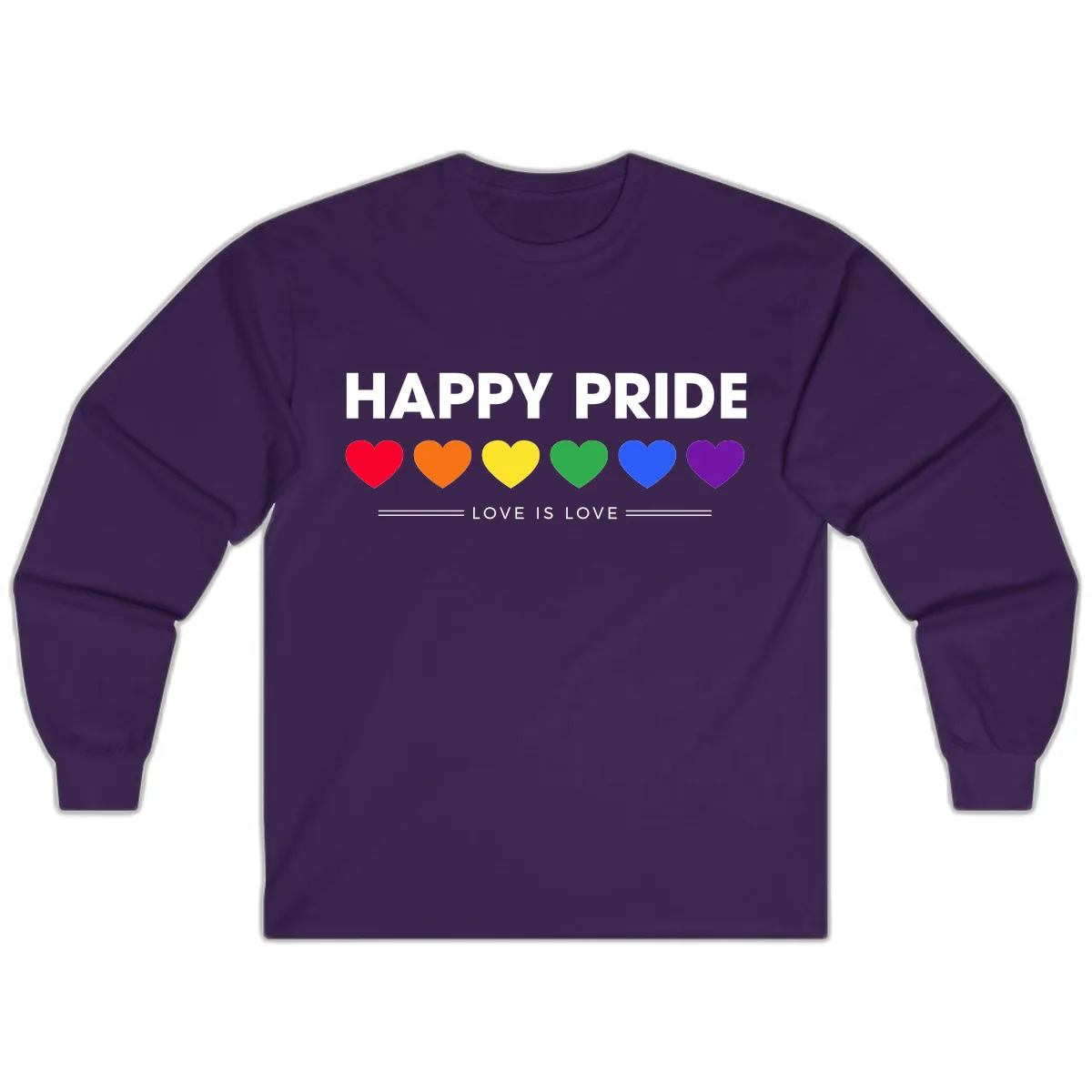 Happy Pride Love Is Love Long Sleeve in Purple