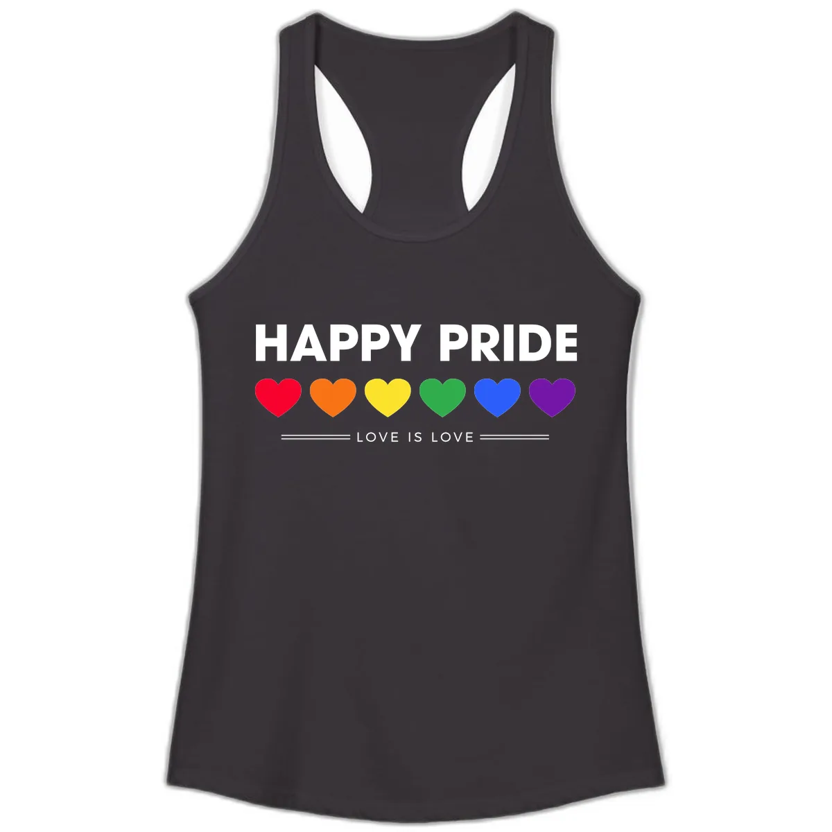Happy Pride Love Is Love Ladies Tank in Black