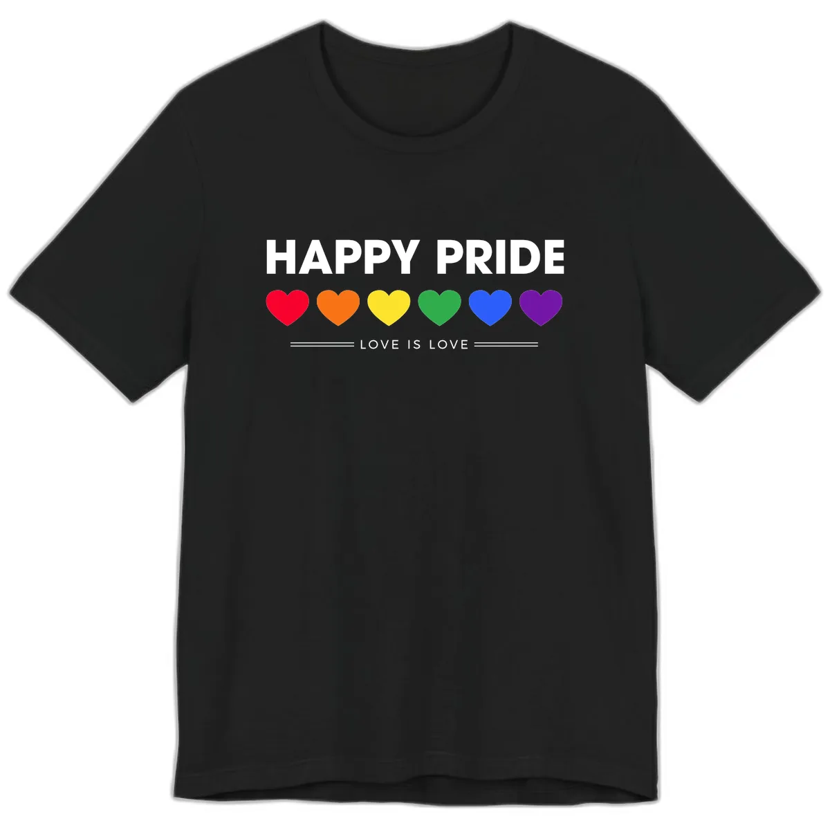 Happy Pride Love Is Love Premium T-Shirt in Black
