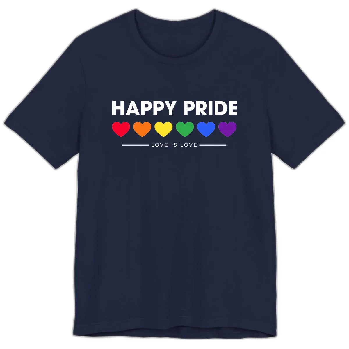 Happy Pride Love Is Love Premium T-Shirt in Navy