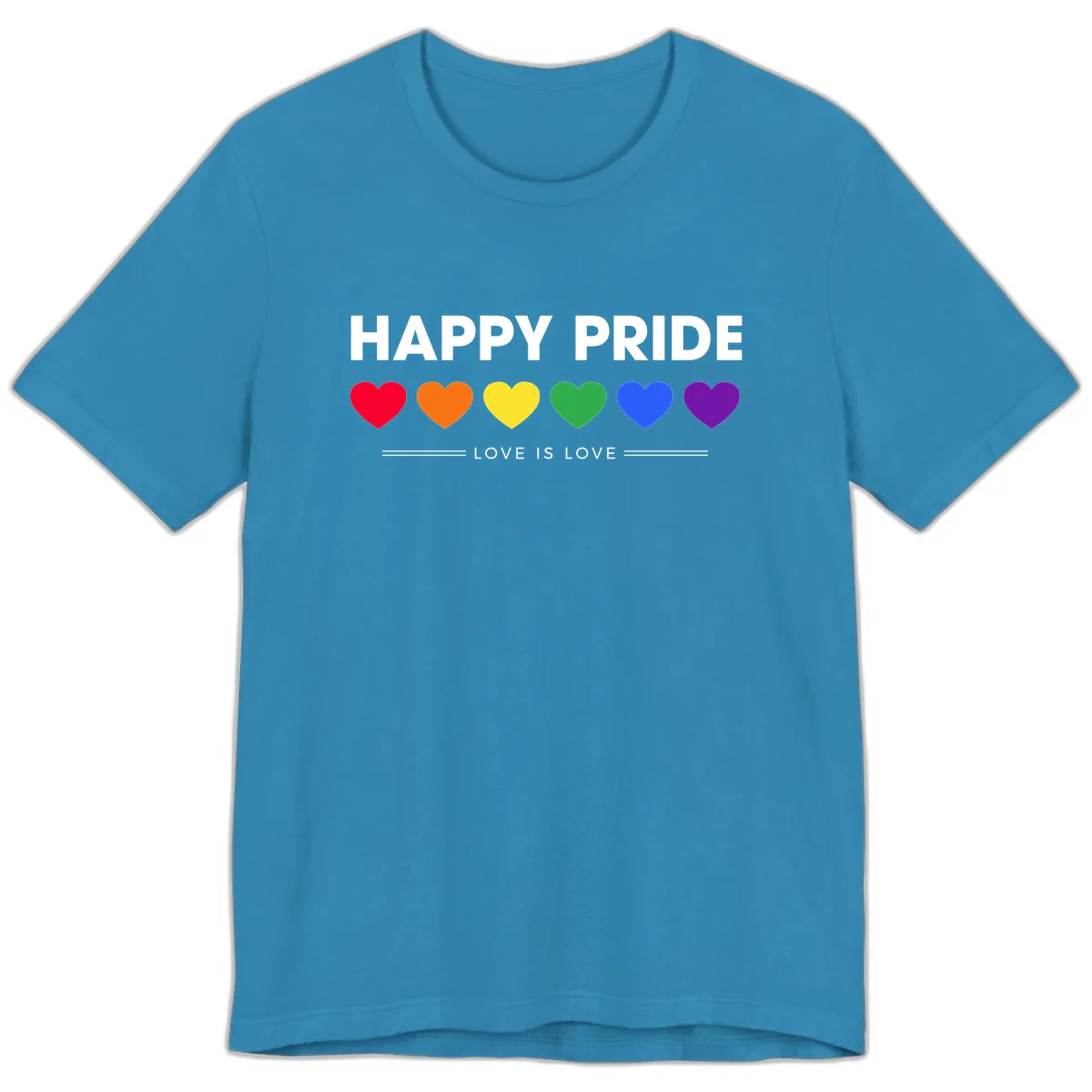 Happy Pride Love Is Love Premium T-Shirt in Aqua