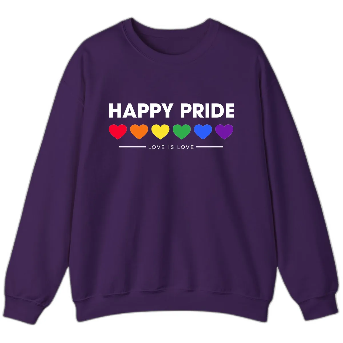Happy Pride Love Is Love Sweatshirt in Purple