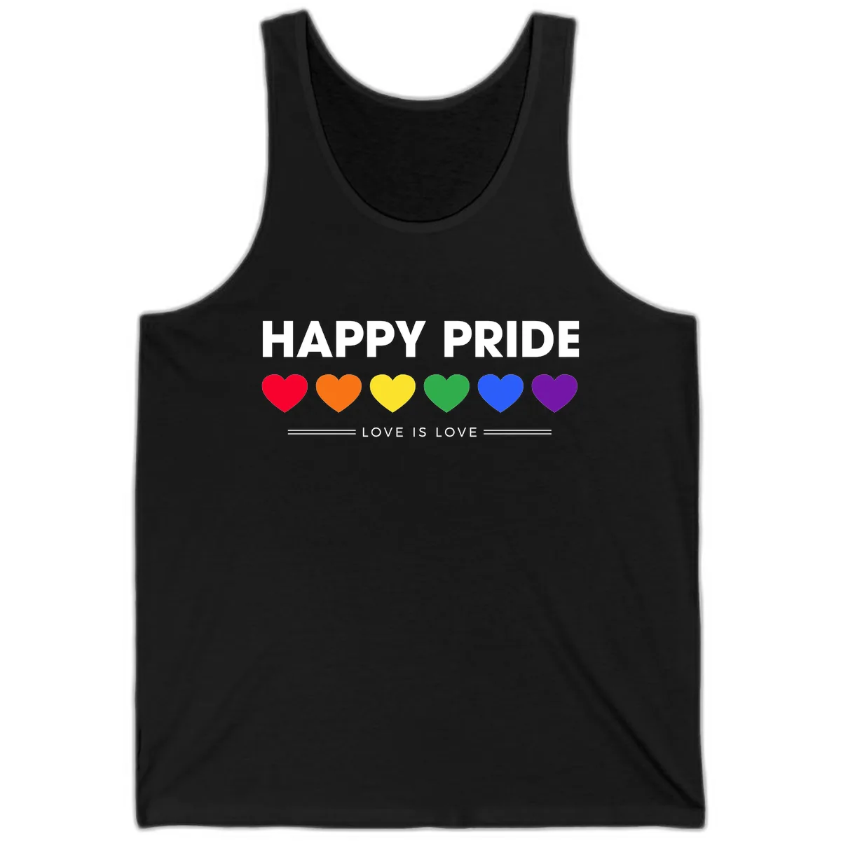Happy Pride Love Is Love Tank in Black