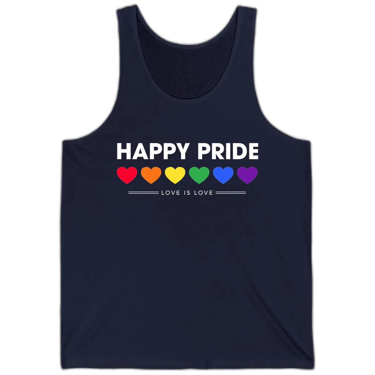 Happy Pride Love Is Love Tank in Navy