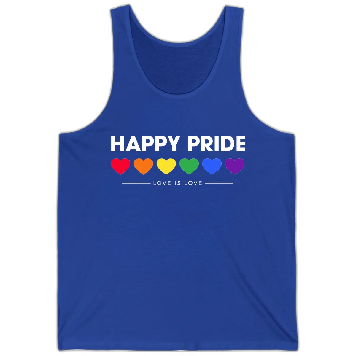 Happy Pride Love Is Love Tank in True Royal