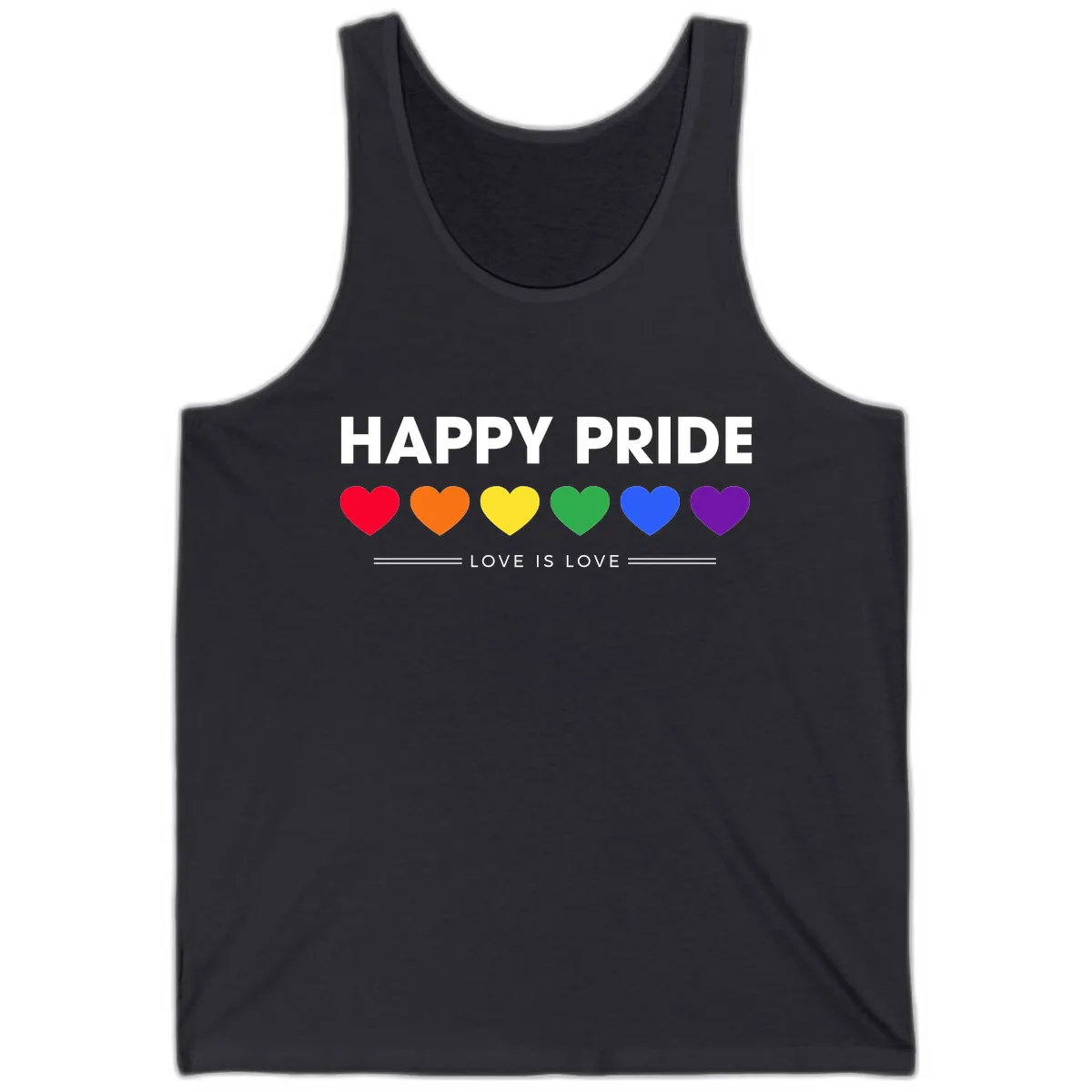 Happy Pride Love Is Love Tank in Dark Grey