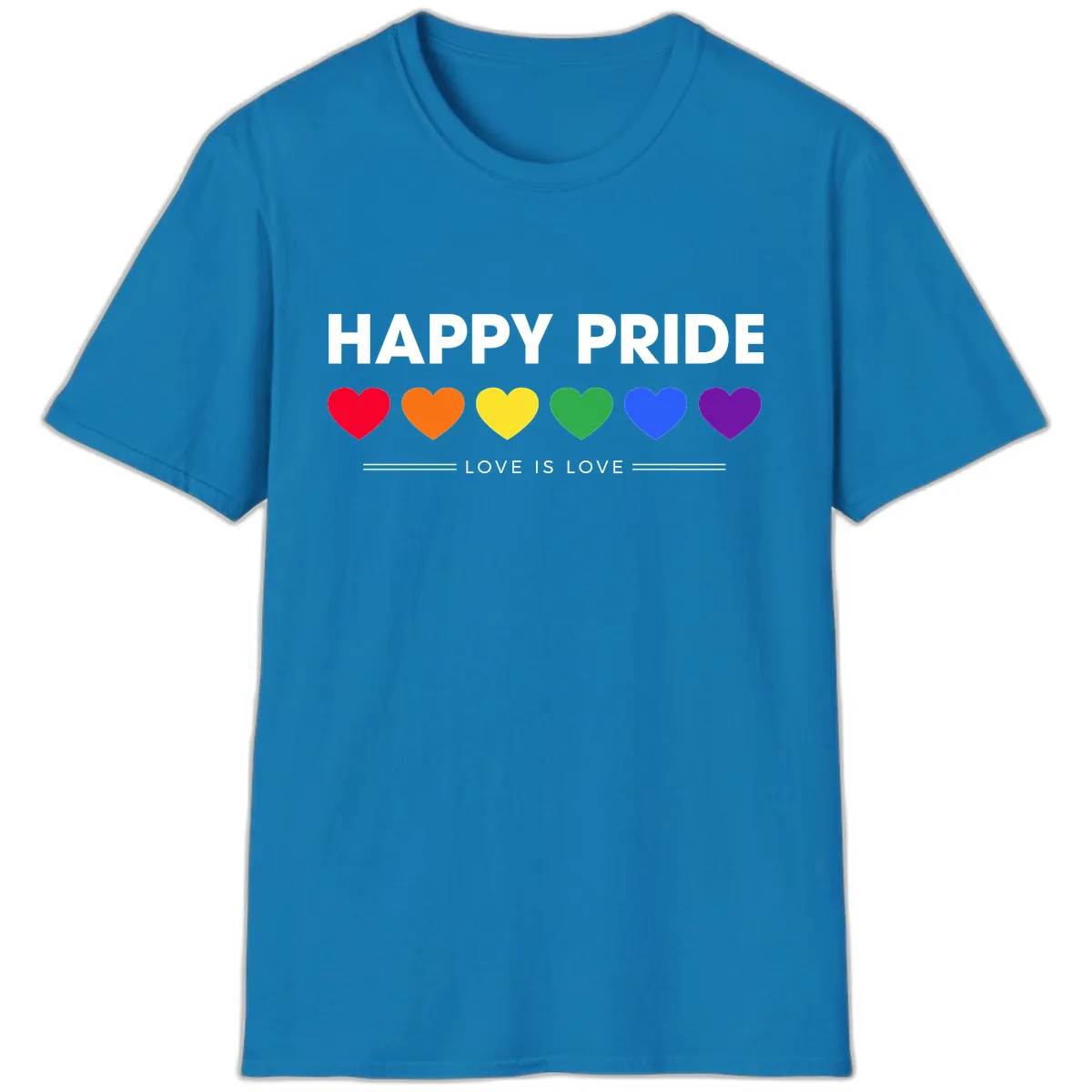 Happy Pride Love Is Love T-Shirt in Sapphire