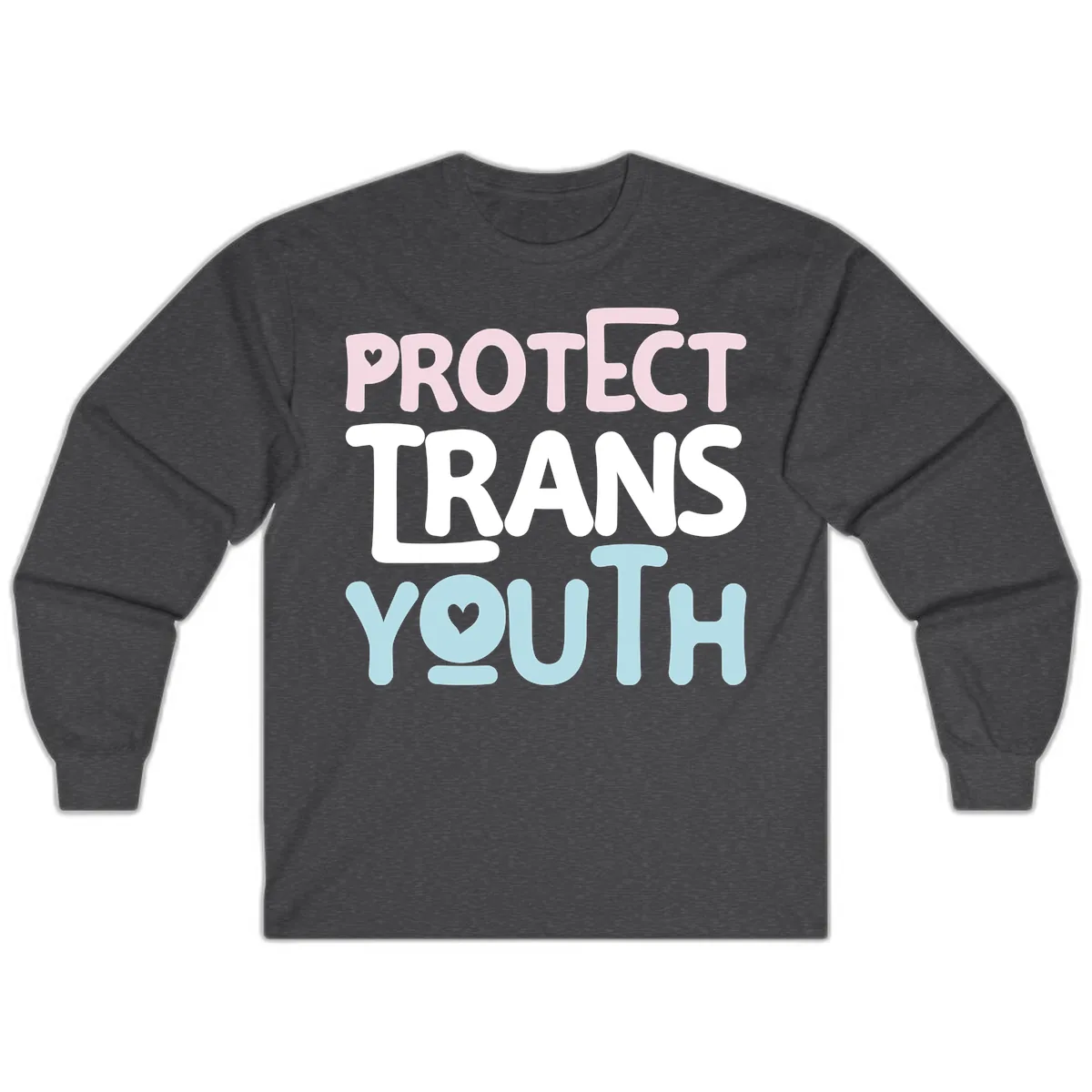 Protect Trans Youth Long Sleeve in Dark Heather