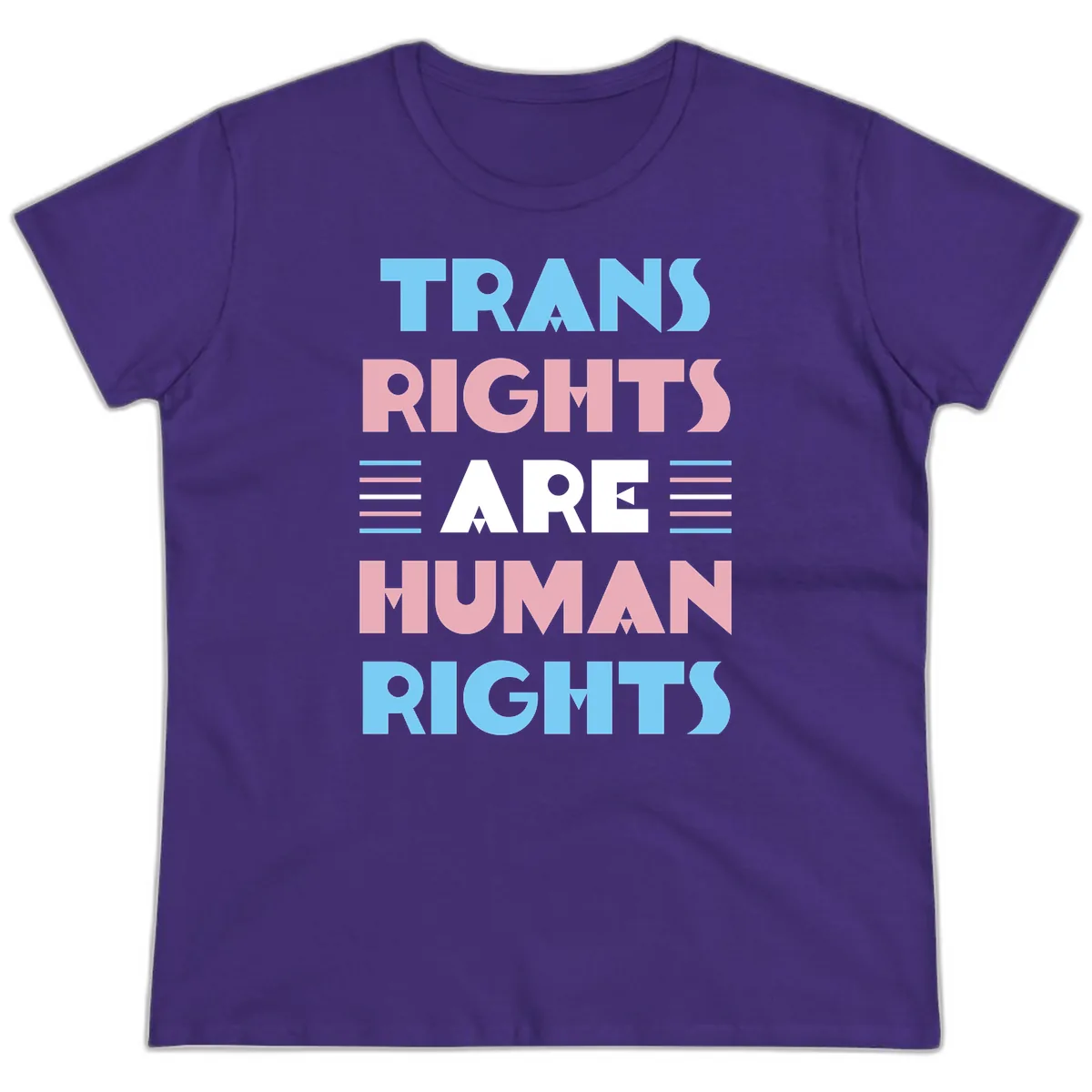 Trans Rights Are Human Rights Ladies Tee in Purple