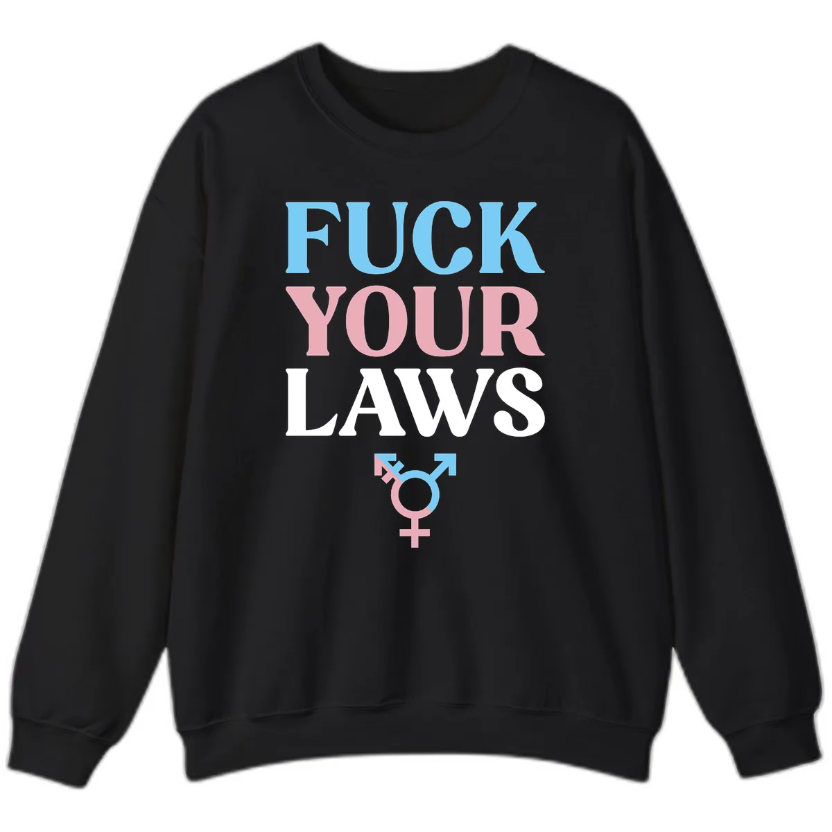 Fuck Your Laws Trans Pride Sweatshirt in Black