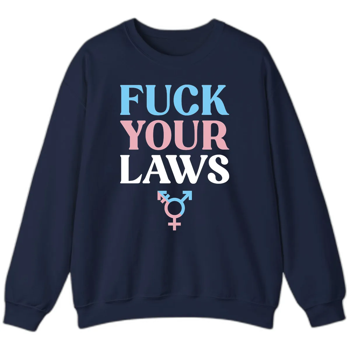 Fuck Your Laws Trans Pride Sweatshirt in Navy