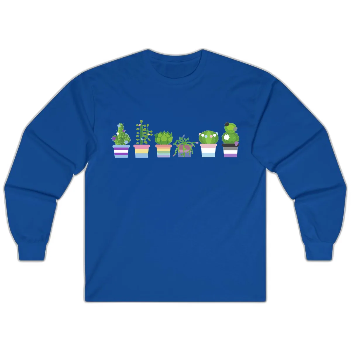 Rainbow Potted Cacti Garden Long Sleeve in Royal
