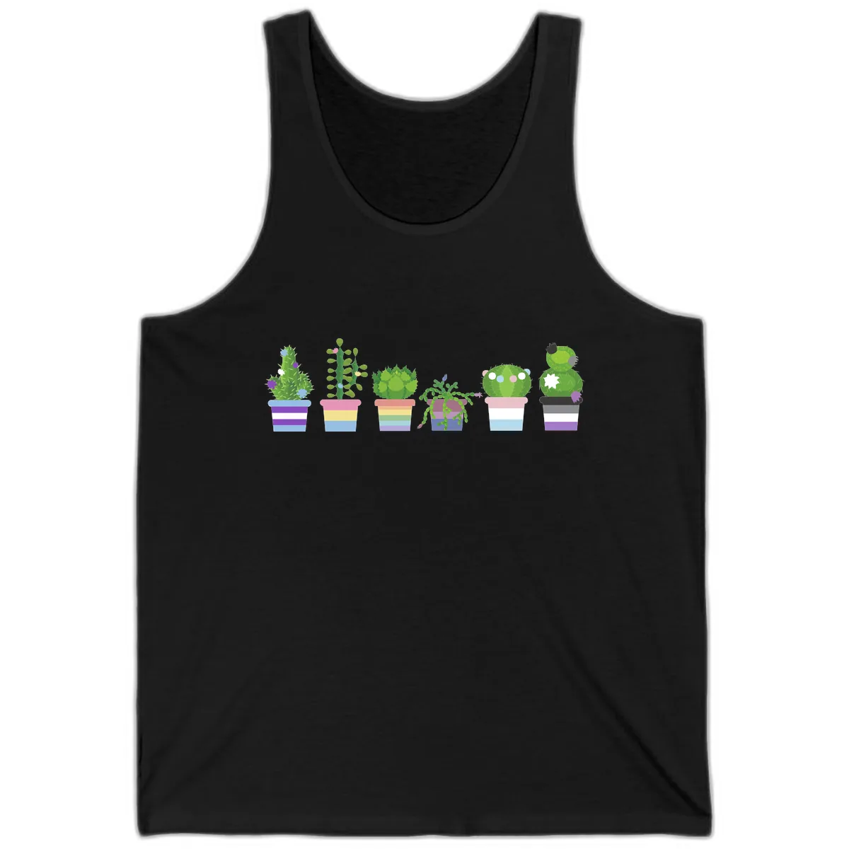 Rainbow Potted Cacti Garden Tank in Black