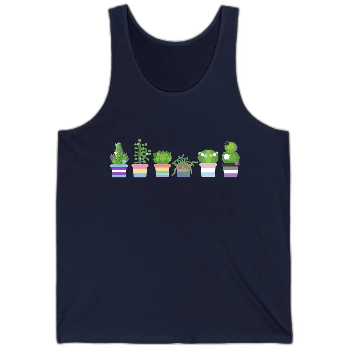 Rainbow Potted Cacti Garden Tank in Navy
