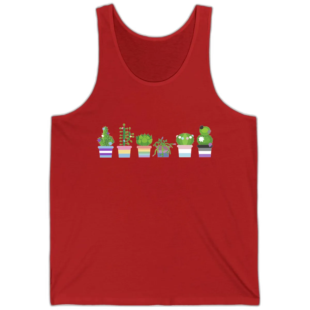 Rainbow Potted Cacti Garden Tank in Red