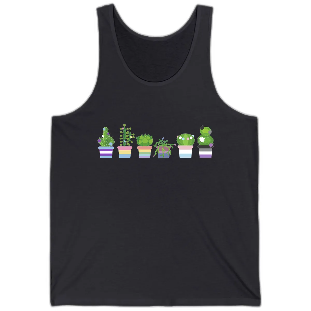 Rainbow Potted Cacti Garden Tank in Dark Grey