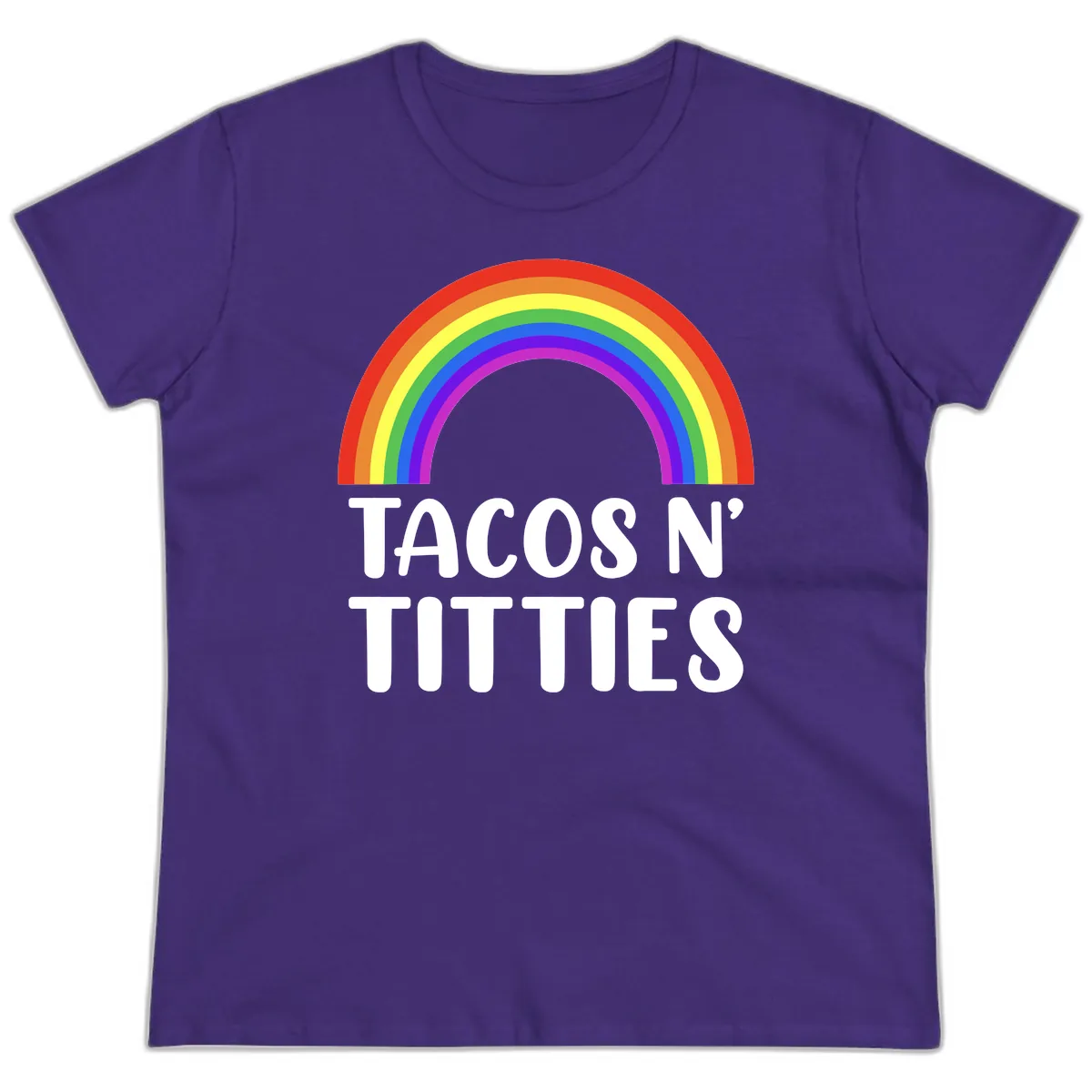 Tacos N' Rainbows Pride Design Ladies Tee in Purple