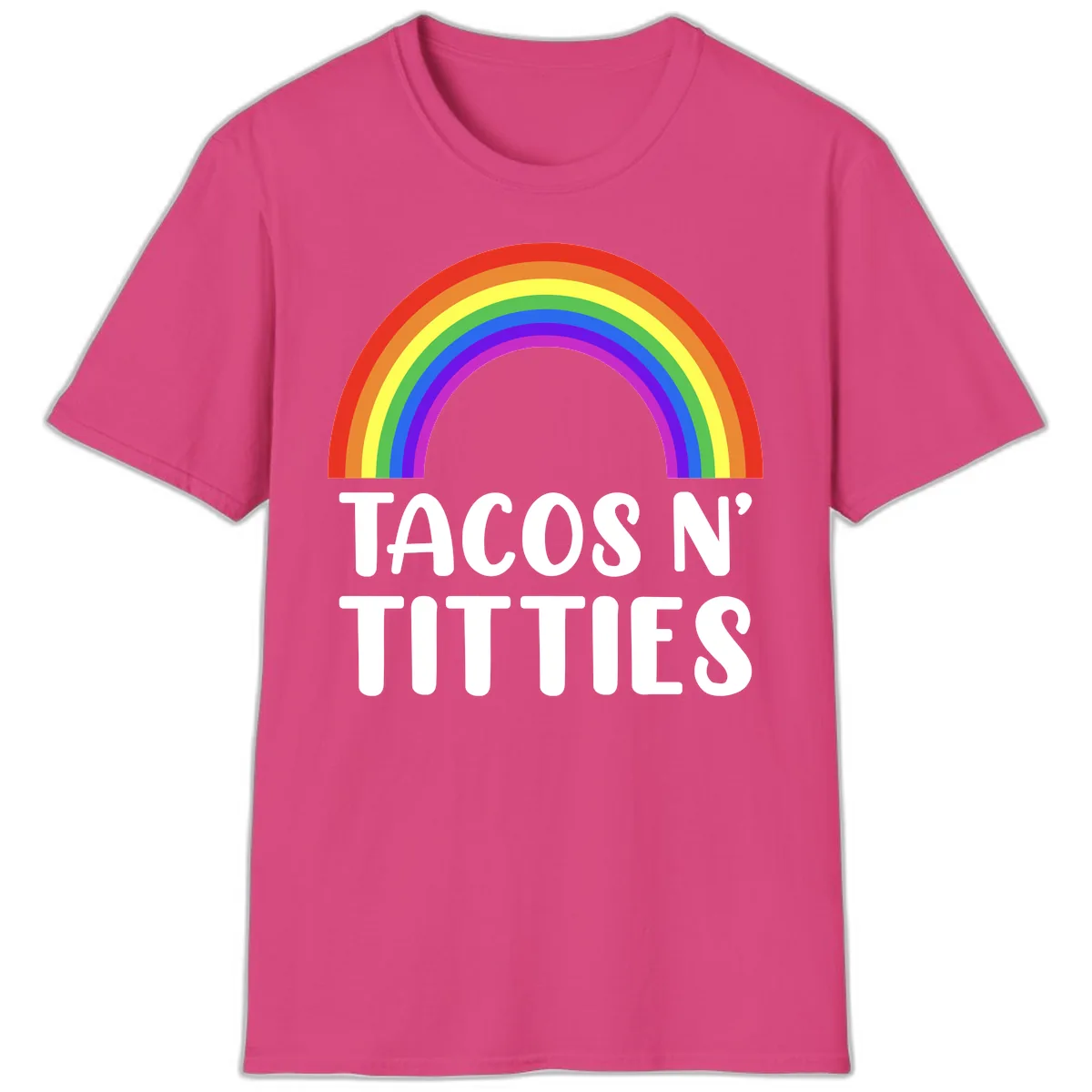Tacos N' Rainbows Pride Design T-Shirt in Heliconia