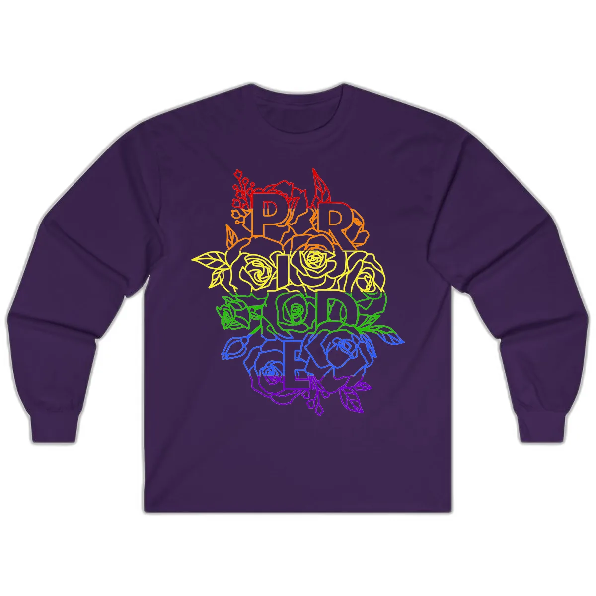 Pride Rainbow Floral Typography Long Sleeve in Purple
