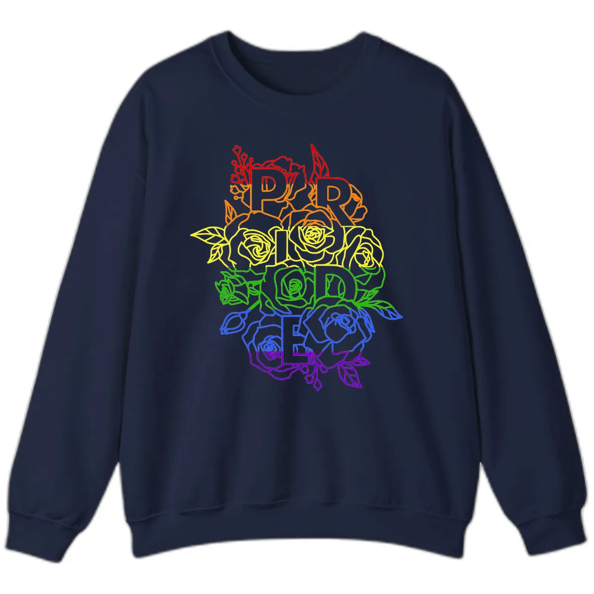 Pride Rainbow Floral Typography Sweatshirt in Navy