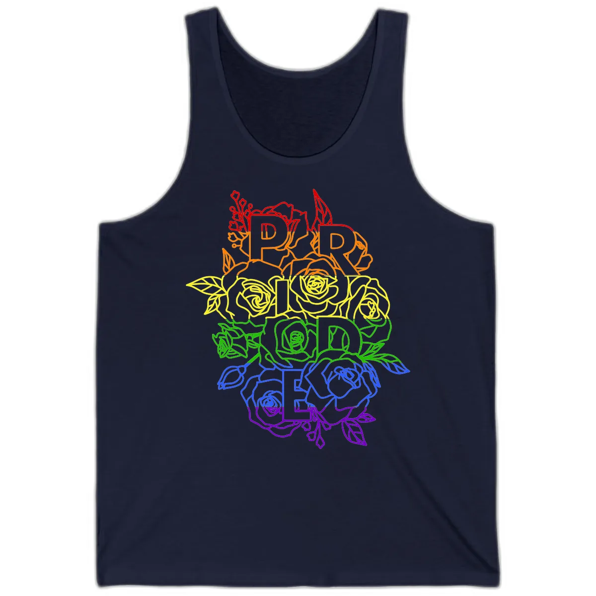 Pride Rainbow Floral Typography Tank in Navy