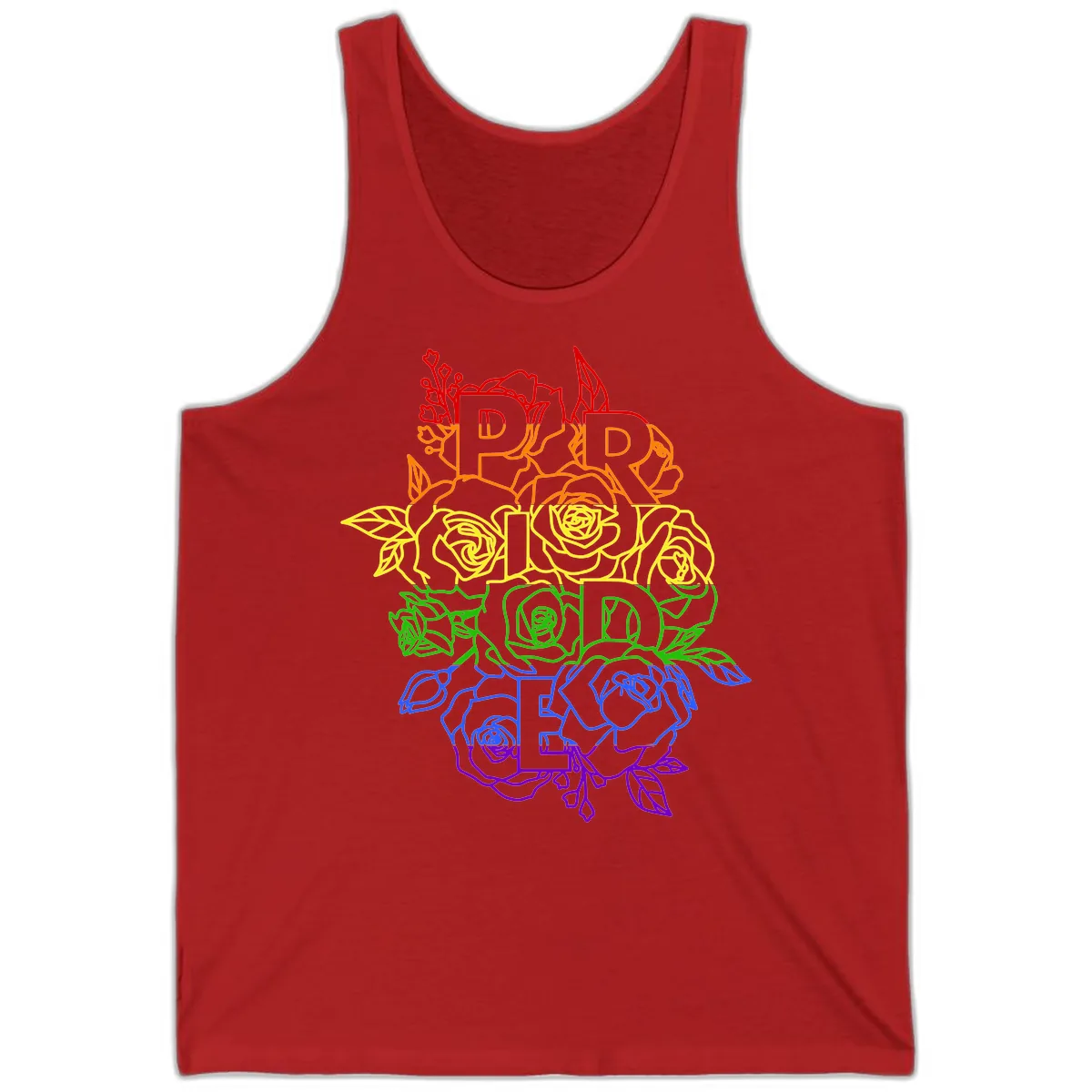 Pride Rainbow Floral Typography Tank in Red